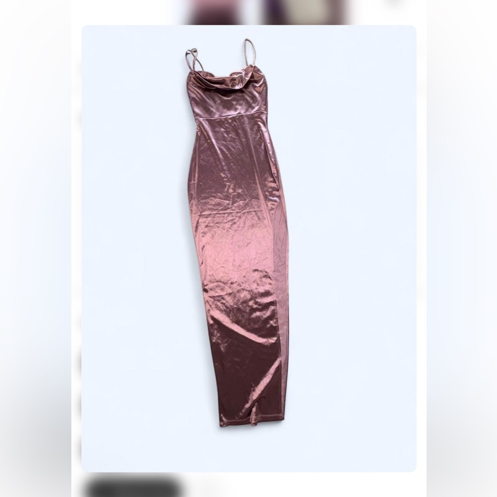 Windsor Satin Cowl Maxi Dress in Dusty Rose